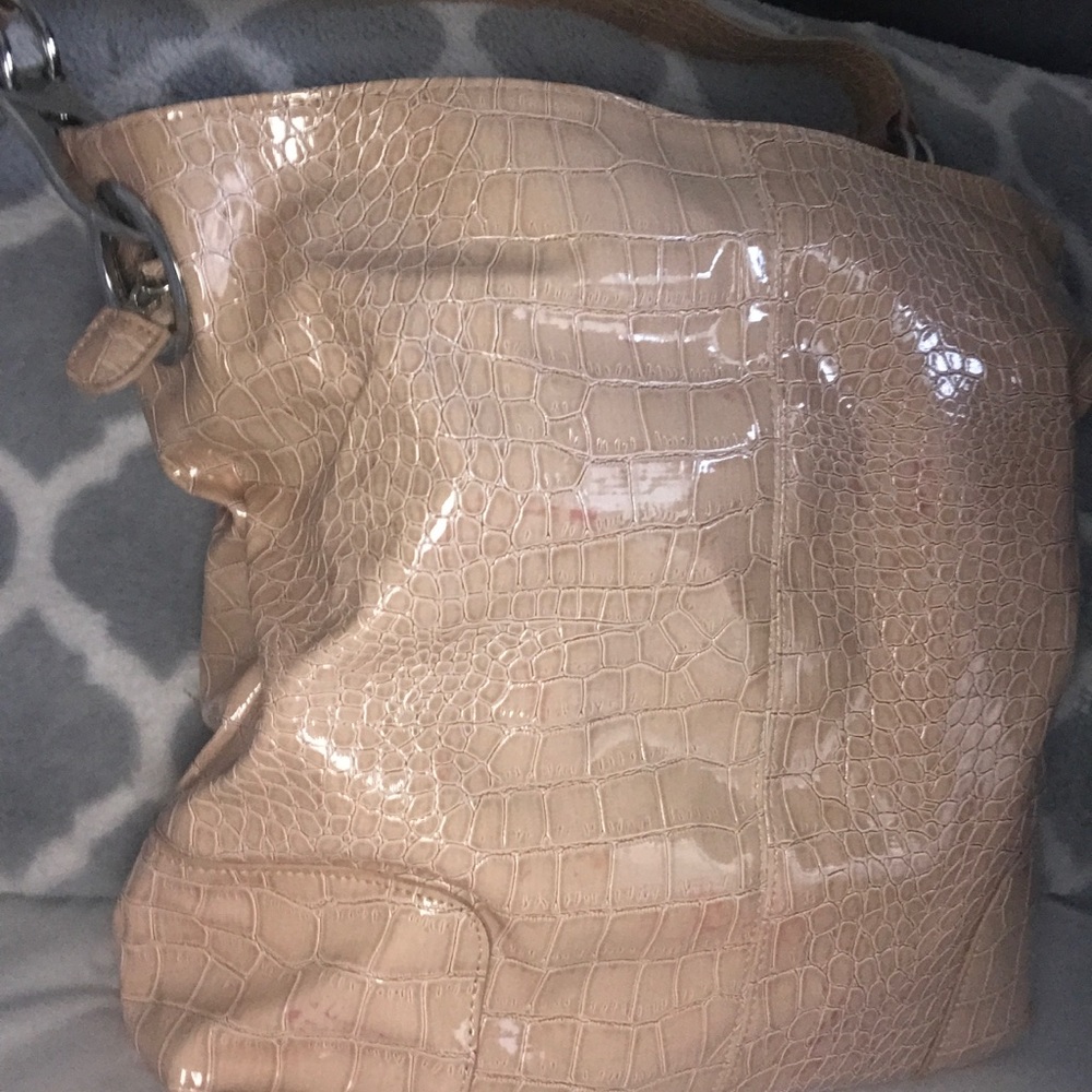 Faux croc BEIGE shoulder bag/purse